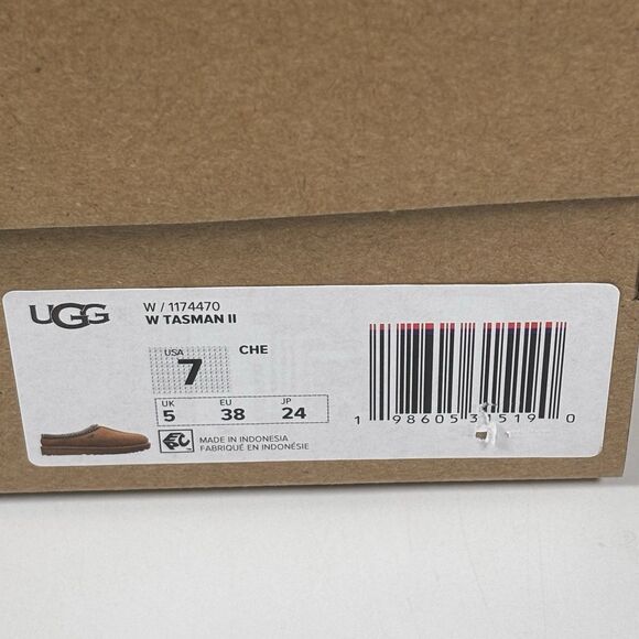 Ugg Women's tasman II slipper Chestnut Size 7 New In Box Suede Wool 1174470 - Picture 2 of 9